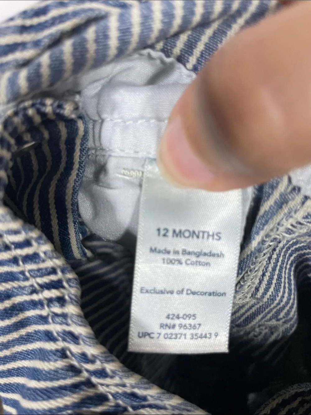 OshKosh B'gosh Navy and White Striped Kids Short Overalls